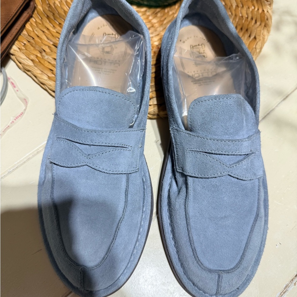 Alexander hotto Elegant Light Blue Suede Loafers for Men